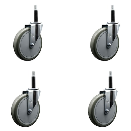 Service Caster 6'' Gray Poly Wheel Swivel 3/4'' Expanding Stem Caster Set, 4PK SCC-EX20S614-PPUB-34-4